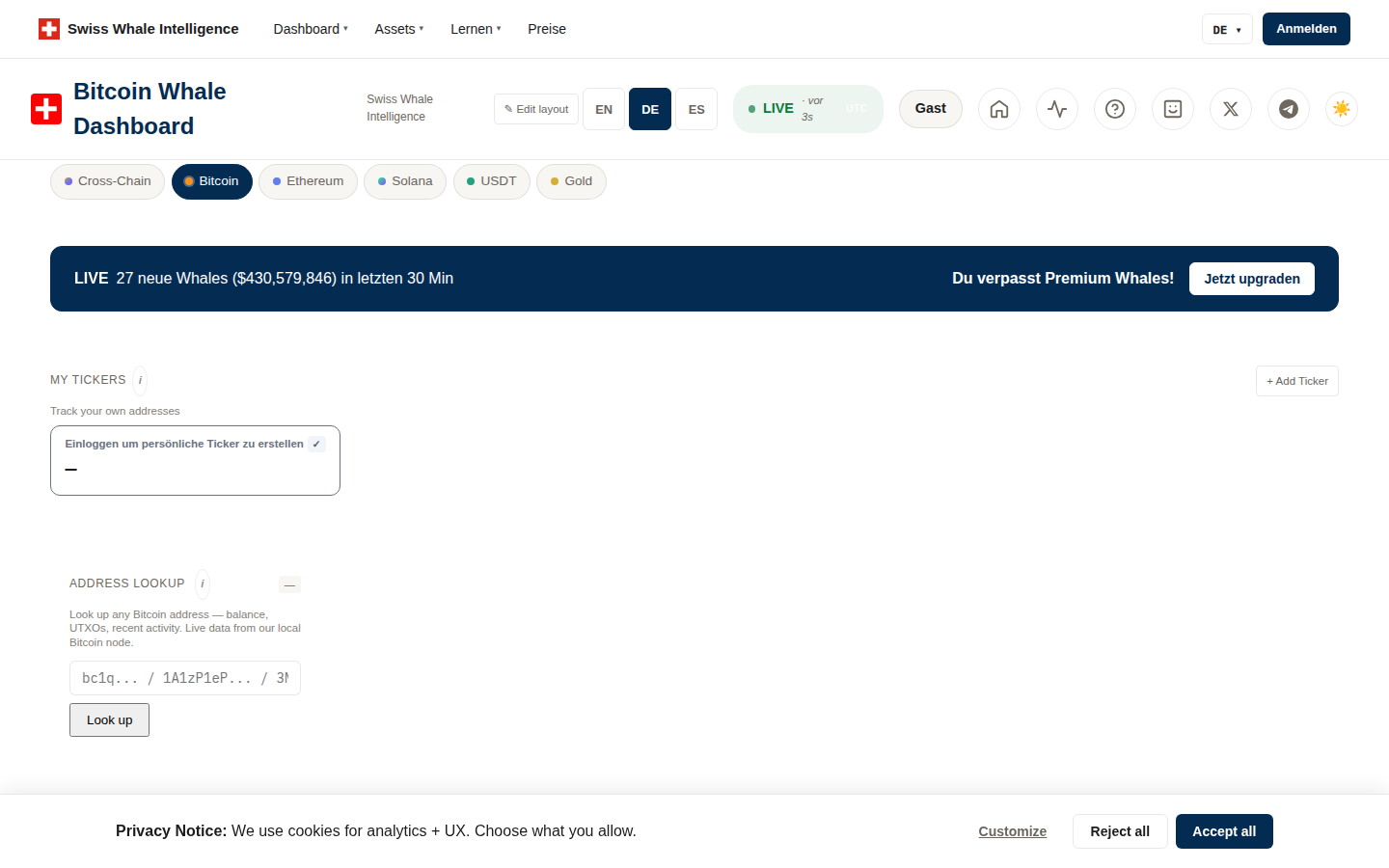 Login modal with 30-day free trial